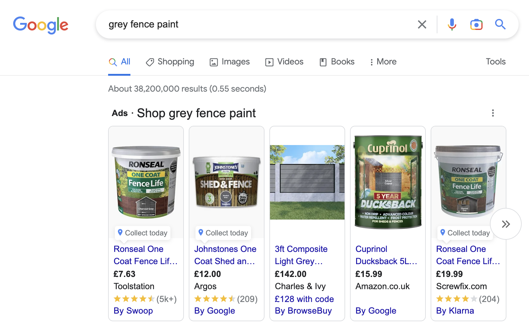 Screen shot of Google Shopping Ad